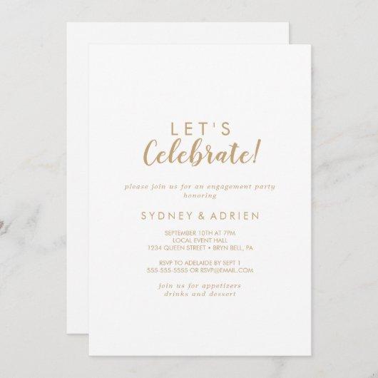 Simple Calligraphy|Gold Let's Celebrate Party Invitation