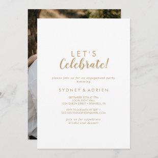Simple Calligraphy | Gold Photo Let's Celebrate Invitation