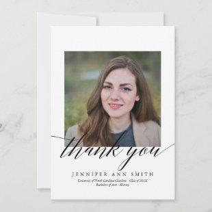 Simple Calligraphy Graduation Photograph Thank You Announcement
