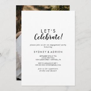 Simple Calligraphy Photo Let's Celebrate Party Invitation