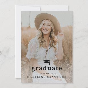 Simple Cap with Type Photo Graduation Party Invitation