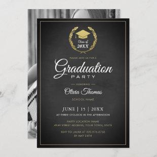 Simple Chic Photo Graduation Party Invite Card