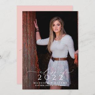 Simple Class of 2022 Pink 2 Photo Graduation Party Invitation
