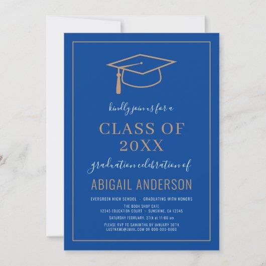 Simple Class of 2023 Blue Gold Graduation Photo Invitation