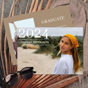Simple Classy 2024 Two Photo Sand Graduation Invitation