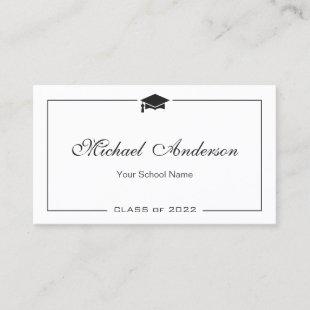 Simple Clean Black and White Graduation Name Card
