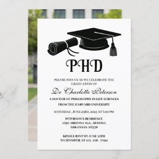 Simple Custom Photo PHD Doctoral Graduation Invitation