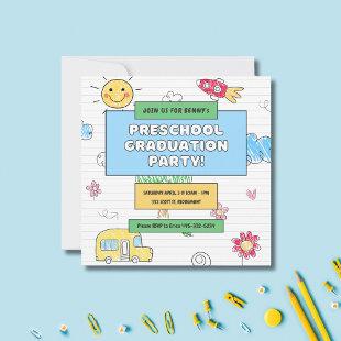 Simple Cute Preschool Graduation Party Invitation
