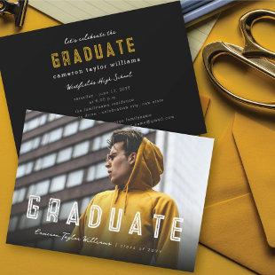Simple Double Line Graduate Photo Graduation Party Invitation