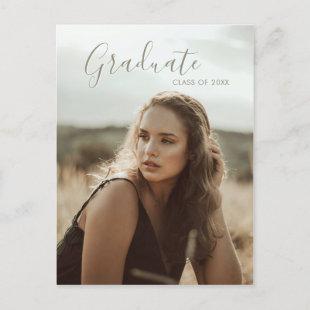 Simple Elegant Chic Editable Photo Graduation Announcement Postcard