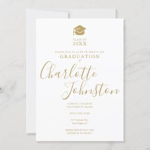Simple Elegant Gold Script Photo Graduation Party  Invitation