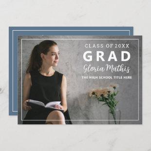 Simple Elegant Gray & White Photo Graduation Party Invitation