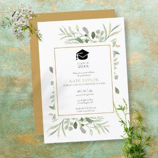 Simple Elegant Greenery Graduation Party Invitation
