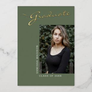 Simple Elegant Modern | 1 Photo Foil Grad Card