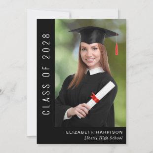 Simple Elegant Photo Black Graduation Announcement