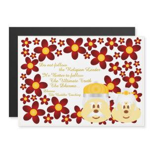 Simple Flower Pattern & Old Chinese Couple 鮑 鮑 - Magnetic Invitation