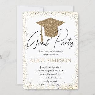 Simple  gold Graduation Party Invitations