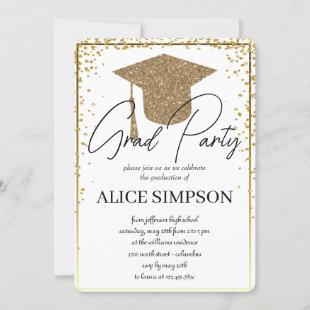 Simple  gold Graduation Party Invitations