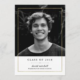 Simple Golden Frame | Photo Graduation Party Invitation