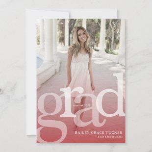 Simple GRAD Red Overlay ANY Year Graduation Announcement
