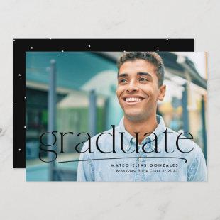 Simple graduate one-photo black & white graduation announcement