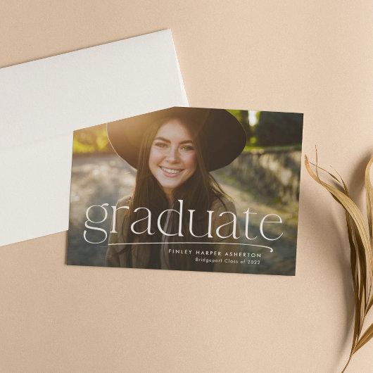 Simple graduate one-photo personalized graduation announcement
