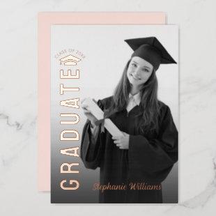 Simple Graduate one-photo personalized graduation  Foil Invitation