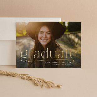 Simple graduate one-photo personalized graduation foil invitation