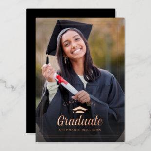 Simple graduate one-photo personalized graduation  foil invitation