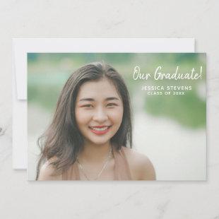 Simple Graduate Overlay 2 Photo Custom Graduation Announcement
