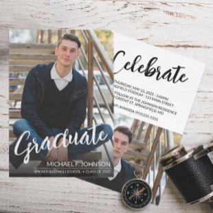 Simple Graduate Script Photo Graduation Invitation