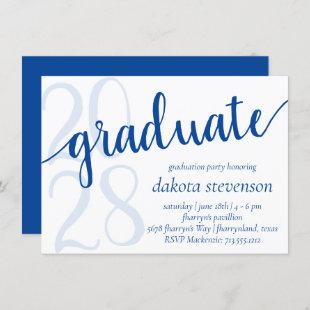 Simple Graduation | Blue Royal Cobalt with Year Invitation