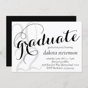 Simple Graduation | Minimal Black Modern Script Invitation