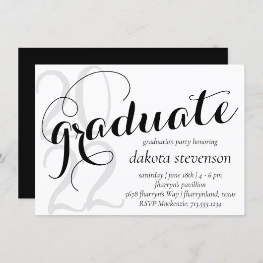 Simple Graduation | Minimal Black Modern Script Invitation