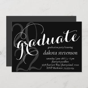 Simple Graduation | Modern Black Gray White Invitation