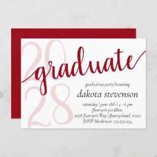 Simple Graduation | Red Script Bold Cherry Year Invitation