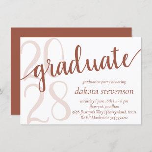 Simple Graduation | Salmon Terra Cotta Flourish Invitation