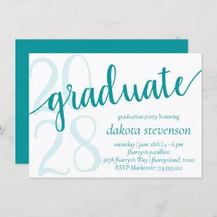 Simple Graduation | Teal Jade Green Script Year Invitation
