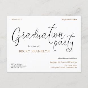 Simple Informal Typography Graduation Party Invitation Postcard