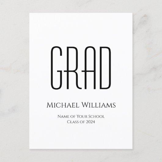 Simple Minimalist Class of 2023 Graduation  Announcement Postcard