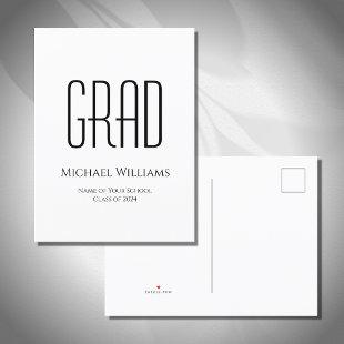 Simple Minimalist Class of 2024 Graduation  Announcement Postcard
