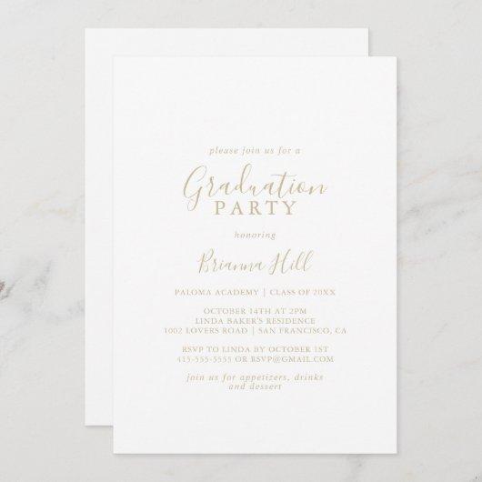 Simple Minimalist Gold Graduation Party  Invitation