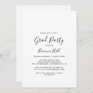 Simple Minimalist Grad Party Invitation