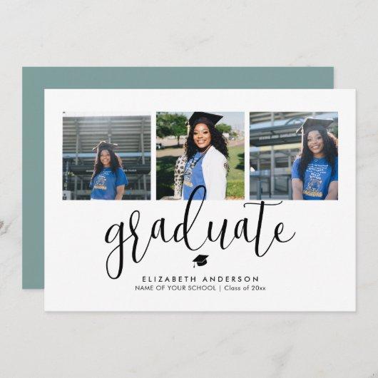 Simple Minimalist Graduate Graduation Photo Invitation