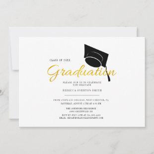 Simple Minimalist Graduation Cap Party Invitation