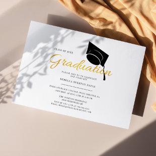 Simple Minimalist Graduation Cap Party Invitation