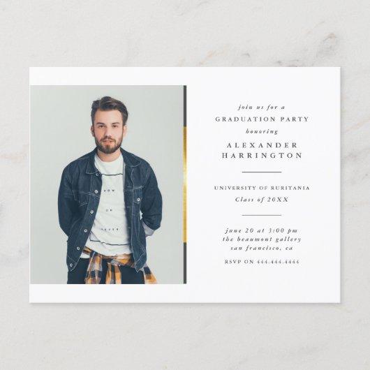 Simple Minimalist Modern Photo Graduation Party Invitation Postcard