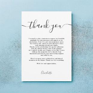 Simple modern Black and white script graduation Thank You Card