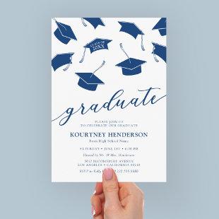 Simple Modern Blue Graduation Party Invitations