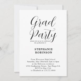 Simple Modern Calligraphy Graduation Party Invitation